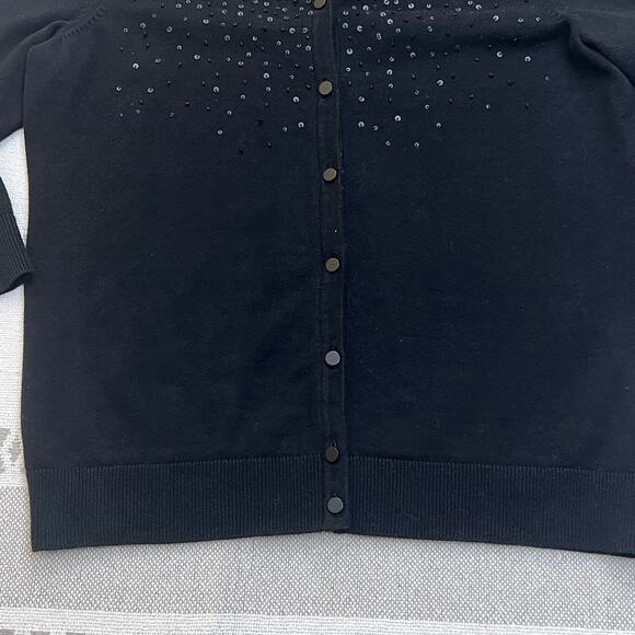 Talbots Black Sequin Cardigan Sweater Women's Button Up Embellished Sparkle Top - Picture 3 of 8